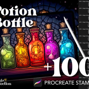 100+ Procreate Potion Bottle Stamps, Elixir Halloween Spooky Creepy Horror Supernatural, Digital Download, Digital Supply, Procreate Brush