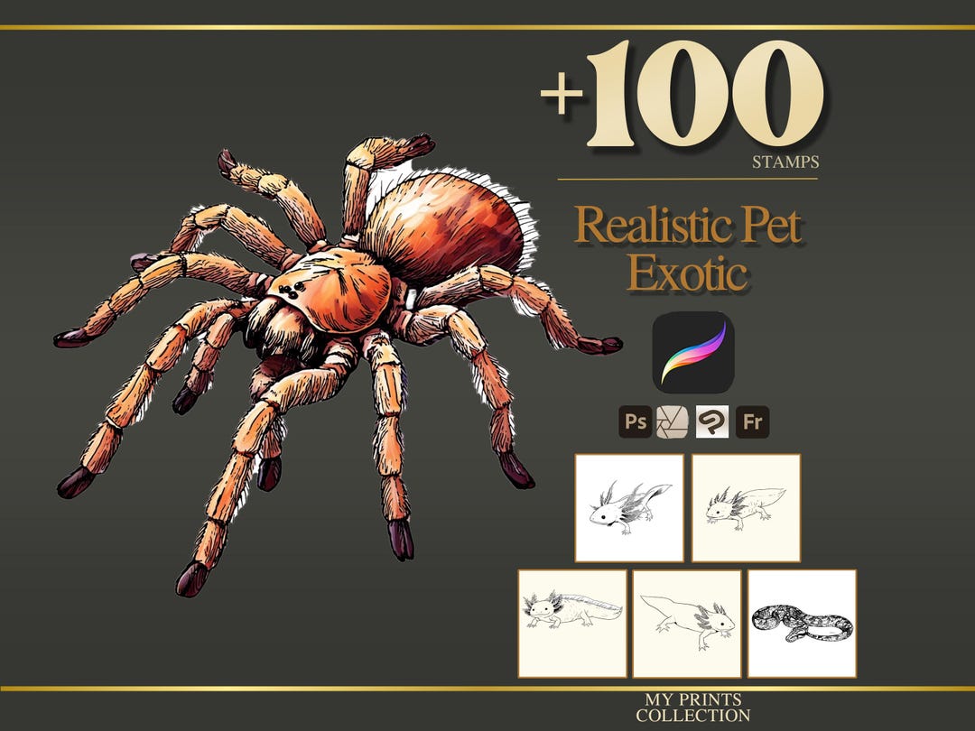 Exotic Pet Realistic Procreate Stamps & Photoshop Brushes – 100+ Tattoo ...