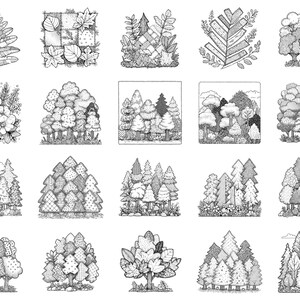 Timbri Procreate e pennelli Photoshop Forest Patchwork: oltre 100 texture per trapunte alla moda, tatuaggi, arte digitale, clipart, disegni al tratto, pacchetto di pennelli immagine 4