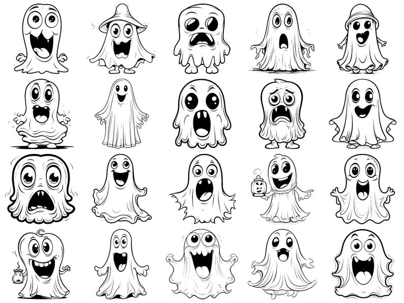 Cute Ghost Halloween Photoshop Brushes & Procreate Stamps – 100+ Tattoo ...
