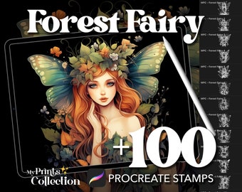 100+ Procreate Forest Fairy Stamps, Fantasy Creatures DND Magical Whimsical, Digital Download, Digital Art Supply, Procreate Brush