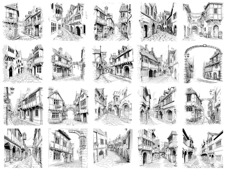 Medieval Street Procreate Stamp & Photoshop Brushes – 100+ Place House ...