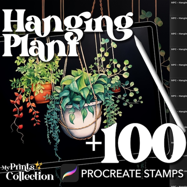 100+ Procreate Hanging Plant Stamps, Floral Flower Nature Botanical Home Decor Design, Digital Download, Digital Art Supply, Procreate Brush