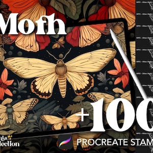 100+ Procreate Mottenstempel, Atlas Luna Biomechanisches Cecropia Cinnabar Bug Insekt Tattoo, digitaler Download, digitale Versorgung, Procreate Pinsel