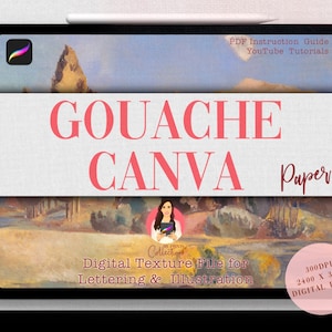 Procreate Gouache Paper Canva | Realistische Papierstruktur | Digitale Hintergründe | Aquarell | Öl | Acryl | Krepp | Karton | Leinen
