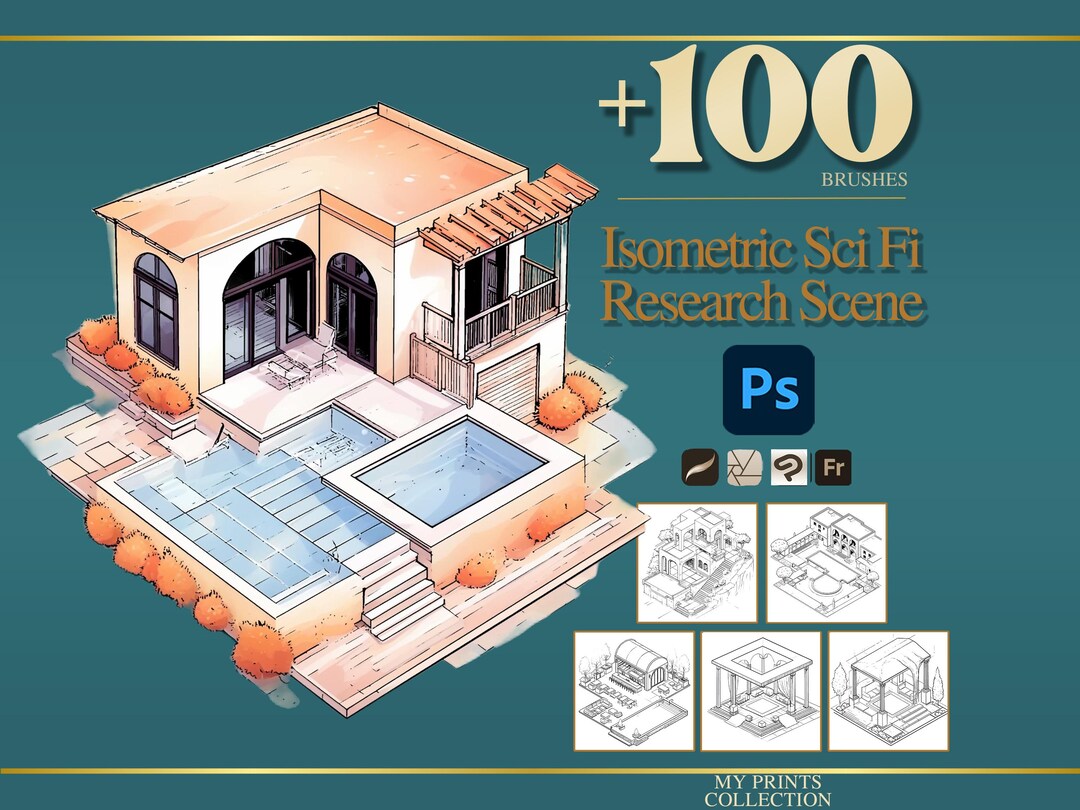 Isometric Sci Fi Research Scene Photoshop Brushes & Procreate Stamps ...