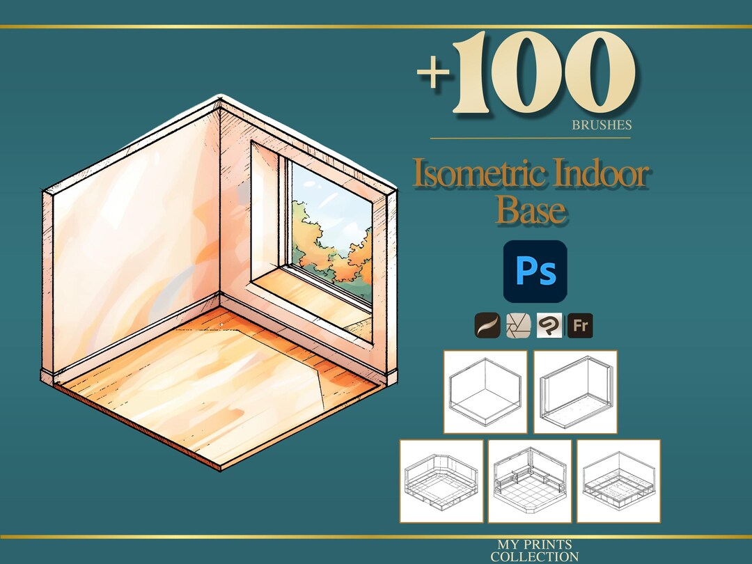 Isometric Indoor Base Builder Photoshop Brushes & Procreate Stamps ...