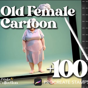 100+ Procreate Old Female Cartoon Stamps, Body Figure Pose Sketch Chibi Anime Manga, Digital Download, Digital Art Supply, Procreate Brush