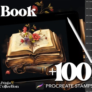 100+ Vintage Book Procreate Stamps: Interior Design Objects (Digital Download)