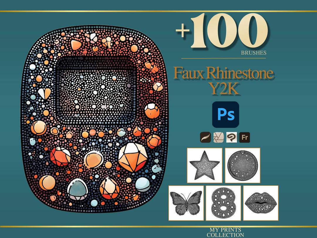 Faux Rhinestone Y2K Photoshop Brushes & Procreate Stamps – 100+ Clipart ...