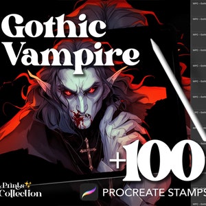 100+ Procreate Gothic Vampire Stamps, Halloween Spooky Horror Supernatural, Digital Download, Digital Art Supply, Procreate Brush