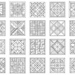 Basic Patchwork Procreate Stamps & Photoshop Brushes - 100+ Fashion Quilt Texture, Tattoo, Digital Art, Clipart, Line Art, Brush Pack Bild 6