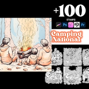 Camping National Park Procreate Stamps & Photoshop Brushes (Digital Download)