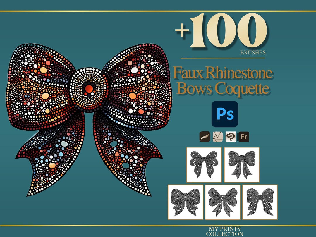Faux Rhinestone Bows Coquette Photoshop Brushes & Procreate Stamps ...