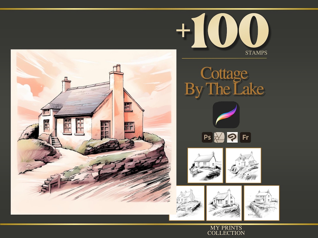 Cottage by the Sea Procreate Stamps & Photoshop Brushes – 100+ Place ...