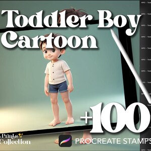 100+ Procreate Toddler Boy Cartoon Stamps, Body Figure Pose Sketch Chibi Anime Manga, Digital Download, Digital Art Supply, Procreate Brush