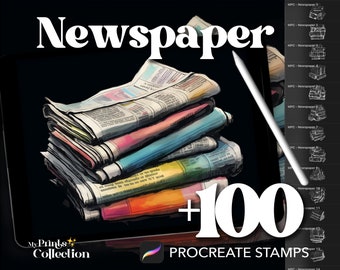 100+ Procreate Newspaper Stamps, Workspace Home Interior Design Room Furniture Objects, Digital Download, Digital Supply, Procreate Brush