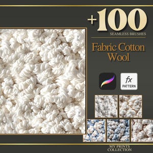 Cotton Wool Fabric Procreate Texture Brush & Photoshop PAT Pattern - 100+ Seamless Texture Brushset, Digital Texture Design Tool