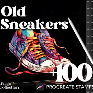 100+ Procreate Sneakers Old Stamps, Sketching Jewellery Shoe Cloth Fashion Design, Digital Download, Digital Art Supply, Procreate Brush