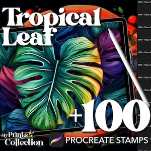 100+ Procreate Tropical Leaf Stamps, Floral Flower Nature Botanical Home Decor Design, Digital Download, Digital Art Supply, Procreate Brush