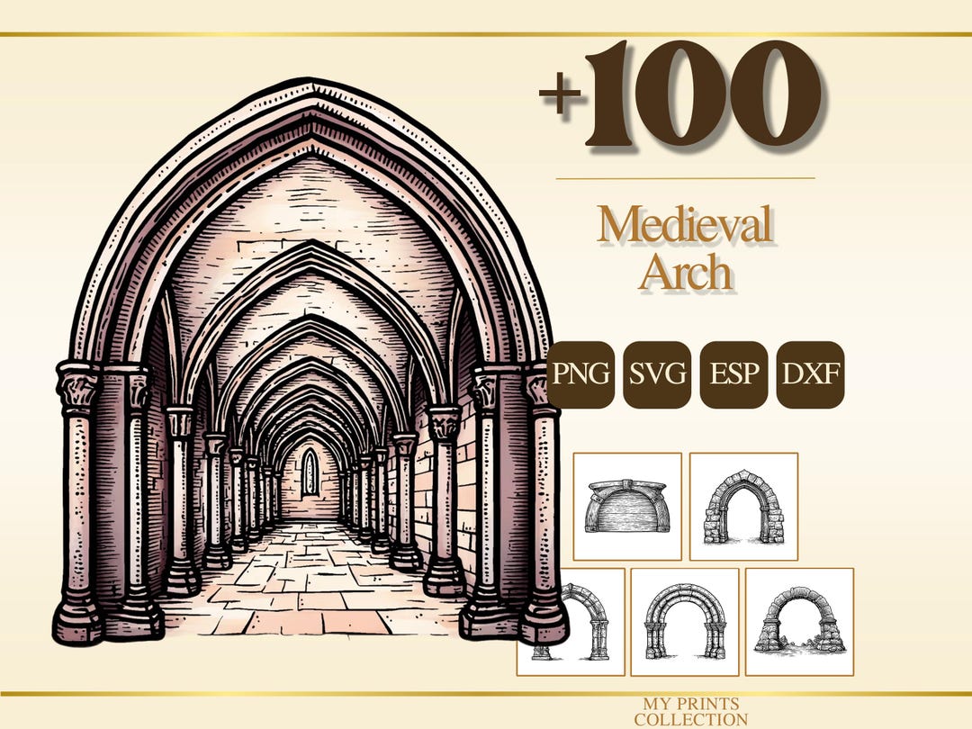 Arch Medieval PNG Bundle – 100+ Woodcut Cricut & Silhouette Files, SVG ...