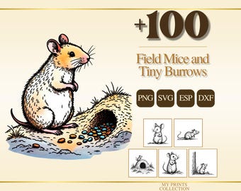 Field Mice and Tiny Burrows PNG Clipart, 100+ Field Mice & Burrow Transparent Digital Download, Cottagecore Commercial Use SVG EPS Dxf