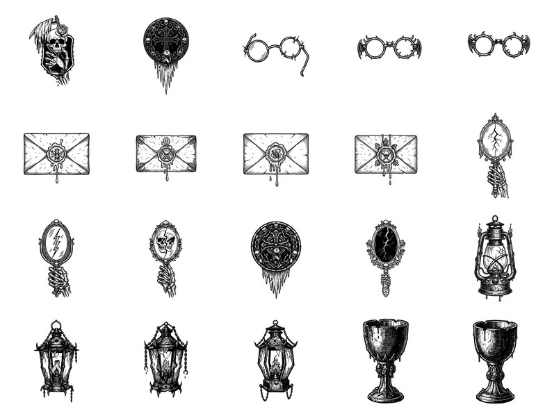 Antique Objects Gothic Macabre Photoshop Brushes & Procreate Stamps ...
