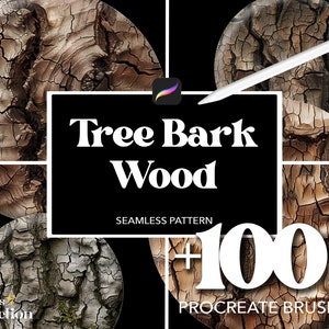 Más de 100 pinceles de corteza de árbol para Procreate, pinceles de superposición de texturas con patrones abstractos sin costuras, suelos de parquet de cartón y corcho para Procreate