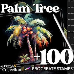 100+ Procreate Palm Tree Stamps, Floral Flower Nature Botanical Home Decor Design, Digital Download, Digital Art Supply, Procreate Brush