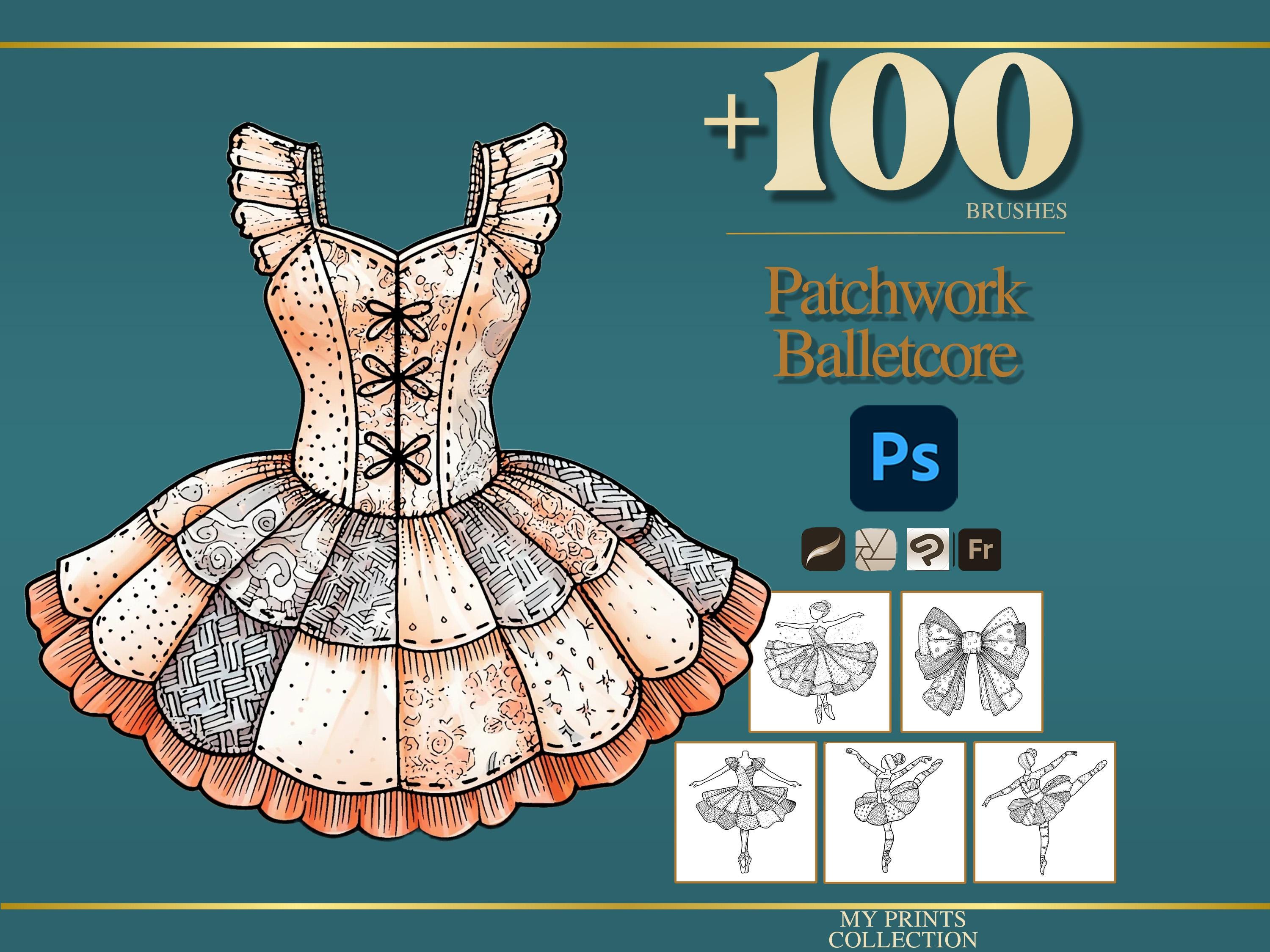 Balletcore Patchwork Photoshop Brushes & Procreate Stamps – 100 ...