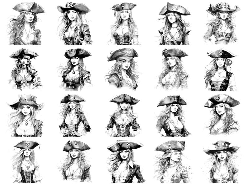 Pirate Female Procreate Stamps & Photoshop Brushes – 100+ Fantasy ...