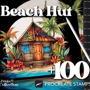 100+ Procreate Beach Hut Stamps, Nature Ocean Sand Landscape DND Magical Whimsical, Digital Download, Digital Art Supply, Procreate Brush