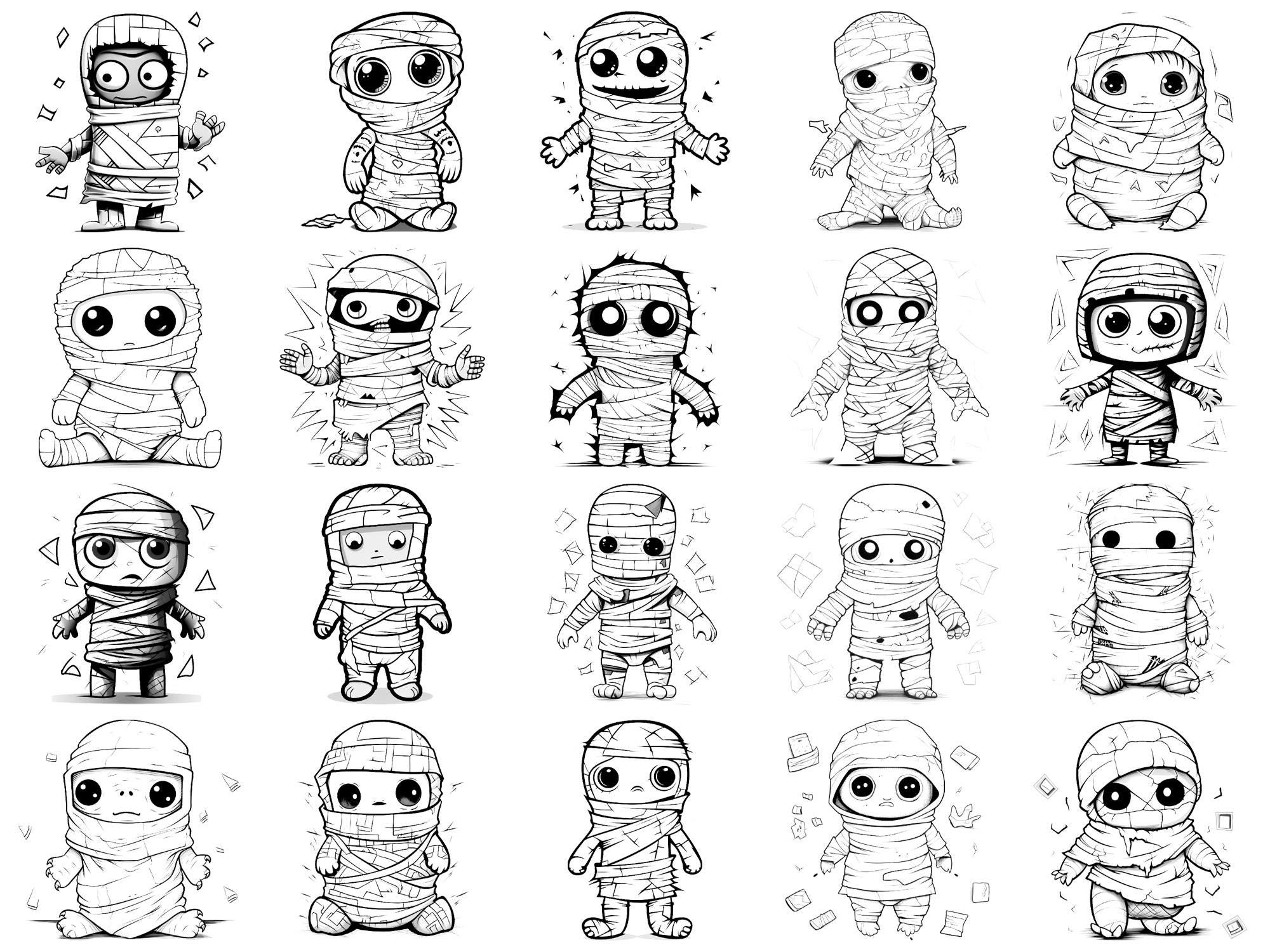 Cute Mummy Halloween Photoshop Brushes & Procreate Stamps – 100+ Tattoo ...