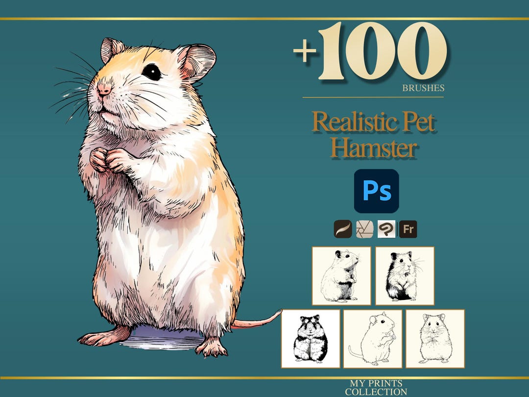 Hamster Pet Realistic Photoshop Brushes & Procreate Stamps – 100 ...
