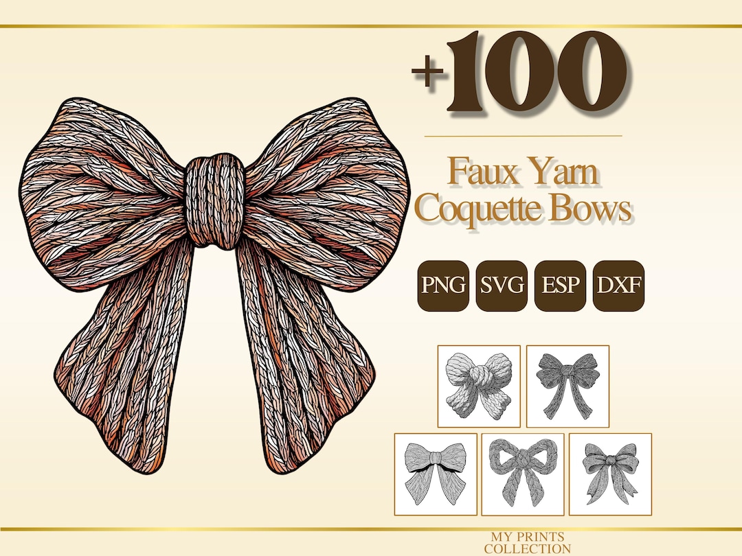 Faux Yarn Coquette Bows PNG Bundle – 100+ Cricut & Silhouette Files ...