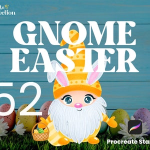 Easter Gnomes Procreate Stamp Brush - 52 Stamp Texture Brushset, Digital Texture Design Tool