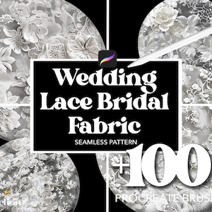 Oltre 100 pennelli per tessuti da sposa in pizzo Procreate, pennelli per sovrapposizione di texture con motivi astratti senza soluzione di continuità, pennelli per design tessile di tessuti alla moda Procreate
