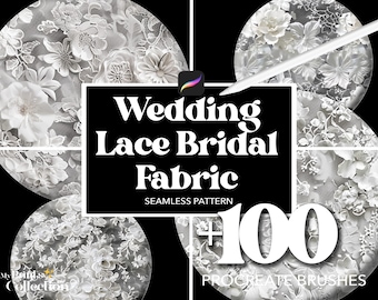 100+ Procreate Wedding Lace Bridal Fabric Brushes, Abstract Seamless Pattern Texture Overlay Brushes, Procreate Fashion Cloth Textile Design