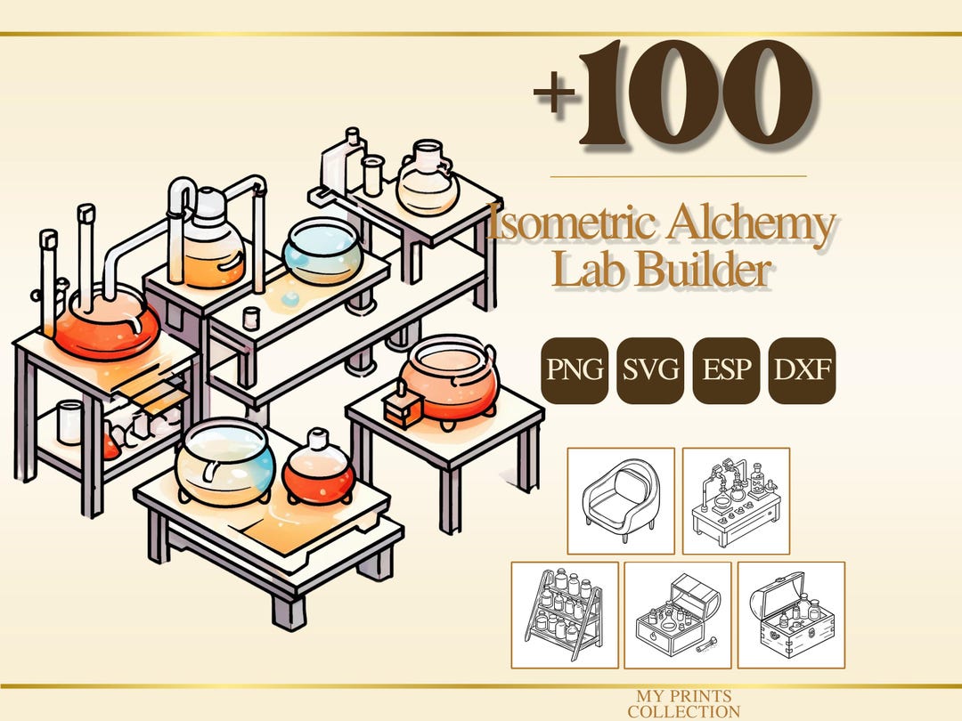 Isometric Alchemy Lab Builder PNG Bundle – 100+ Cricut & Silhouette ...