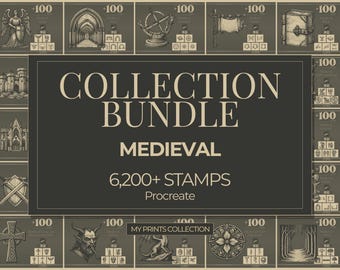 Medieval Procreate Stamps & Photoshop Brushes Collection – 4,800+ Woodcut, Illustration, Drawing, Digital Art, Line Art, Stencil Pack