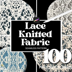 100+ Procreate Lace Knitted Fabric Brushes, Abstract Seamless Pattern Texture Overlay Brush, Procreate Fashion Cloth Textile Knitted Design