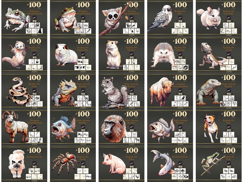 MEGA BUNDLE PROCREATE - Plus de 200 000 tampons et pinceaux Procreate, pinceaux de texture, formes, dessins au trait, kawaii, pinceaux réalistes et à thème image 11