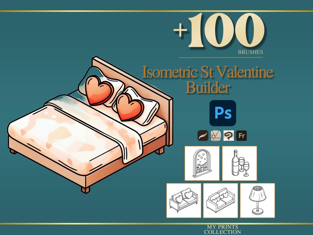 Isometric St Valentine Builder Photoshop Brushes & Procreate Stamps ...