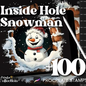 Más de 100 sellos de muñeco de nieve con agujeros interiores para Procreate, Magic Snow Christmas Xmas Winter, descarga digital, material de arte digital, pincel para Procreate