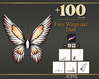 Fairy Wings and Dust Procreate Stamps, 100+ Fairy Dust & Sparkle Brush Set, Cottagecore Fairycore Whimsical Digital Download