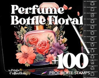 100+ Procreate Perfume Bottle Floral Stamps, Flower Nature Botanical Decor Design, Digital Download, Digital Art Supply, Procreate Brush