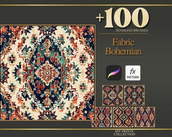 Pincel de textura para Procrear telas bohemias y patrón PAT para Photoshop: más de 100 pinceles de textura sin costuras, herramienta de diseño de textura digital