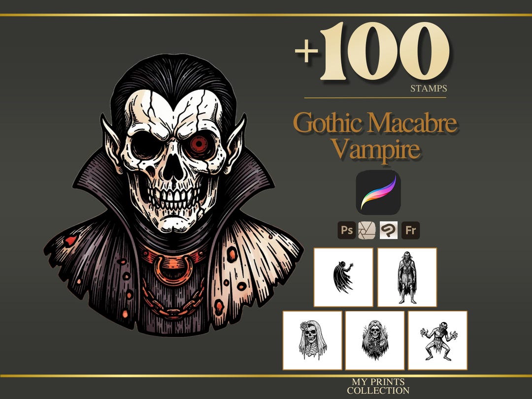 Vampire Gothic Macabre Procreate Stamps & Photoshop Brushes – 100 ...
