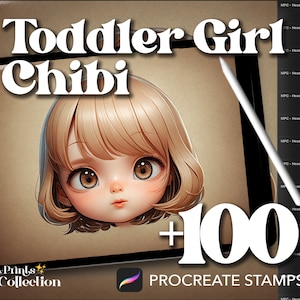 100+ Procreate Head Toddler Girl Chibi Stamps, Body Figure Pose Sketch Cartoon Manga Anime, Digital Download, Digital Art, Procreate Brush