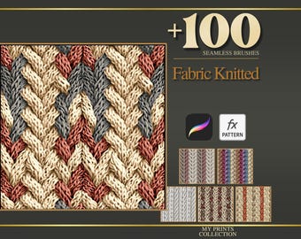 Pincel de textura para tejido de punto en Procreate y patrón PAT para Photoshop: más de 100 pinceles de textura sin costuras, herramienta de diseño de textura digital